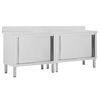 vidaXL 2db rozsdamentes ac&eacute;l munkaasztal tol&oacute;ajt&oacute;kkal 200x50x(95-97)cm