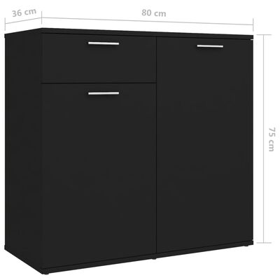 vidaXL fekete forgácslap tálalószekrény 160 x 36 x 75 cm