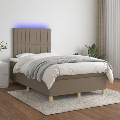 vidaXL tópszínű szövet rugós és LED-es ágy matraccal 120 x 200 cm