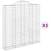 vidaXL 3 db &iacute;ves horganyzott vas gabion kos&aacute;r 200 x 30 x 200/220 cm