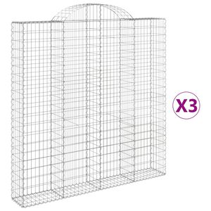 vidaXL 3 db &iacute;ves horganyzott vas gabion kos&aacute;r 200 x 30 x 200/220 cm