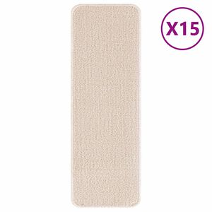 vidaXL Cs&uacute;sz&aacute;smentes L&eacute;pcsőszőnyegek 15 db 60 x 25 cm Kr&eacute;m PP