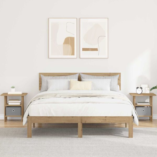 vidaXL &Eacute;jjeli asztal 2 pcs Artisan t&ouml;lgy 41 x 40 x 45 cm Faanyag