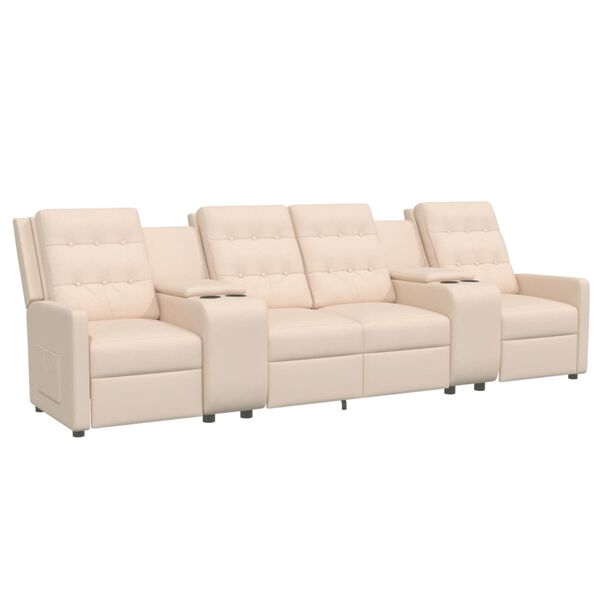 vidaXL kr&eacute;msz&iacute;nű n&eacute;gyszem&eacute;lyes d&ouml;nthető sz&ouml;vetfotel poh&aacute;rtart&oacute;kkal