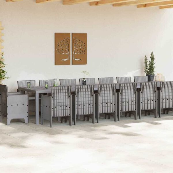 vidaXL Kerti &eacute;tkező szett p&aacute;rn&aacute;kkal p&aacute;rn&aacute;val 17 pcs Vil&aacute;gossz&uuml;rke PP