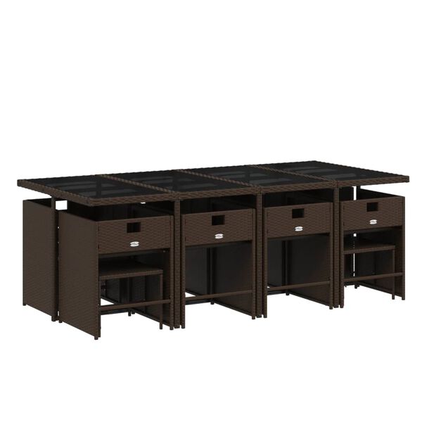 vidaXL 13 r&eacute;szes barna polyrattan kerti &uuml;lőgarnit&uacute;ra p&aacute;rn&aacute;kkal