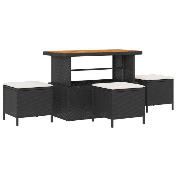 vidaXL Kerti Kanap&eacute; Szett p&aacute;rn&aacute;val t&aacute;rol&oacute;val Fekete Poli rattan