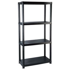 vidaXL fekete műanyag 4 szintes t&aacute;rol&oacute;polc 61 x 30,5 x 130 cm