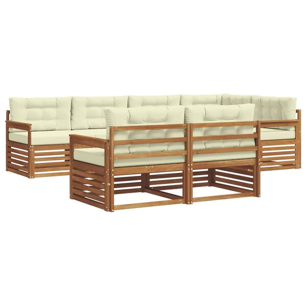 vidaXL K&uuml;lt&eacute;ri kanap&eacute; szett p&aacute;rn&aacute;val 7 pcs Term&eacute;szetes &eacute;s kr&eacute;msz&iacute;nű