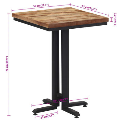 vidaXL tömör újrahasznosított tíkfa étkezőasztal 55 x 55 x 76 cm