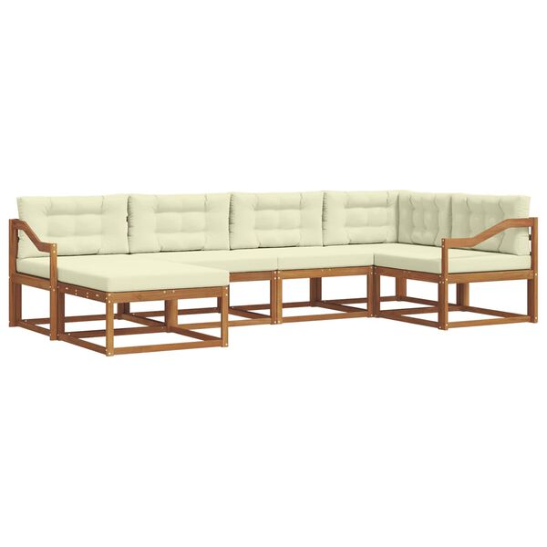 vidaXL K&uuml;lt&eacute;ri kanap&eacute; szett p&aacute;rn&aacute;val 6 pcs Term&eacute;szetes &eacute;s kr&eacute;msz&iacute;nű