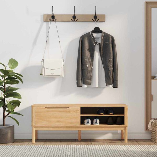 vidaXL Előszoba pad FLORO Faggy&uacute; barna 115 x 40 x 45 cm T&ouml;m&ouml;r fenyőfa