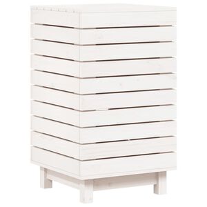 vidaXL feh&eacute;r t&ouml;m&ouml;r fenyőfa szennyeskos&aacute;r 44x44x76 cm