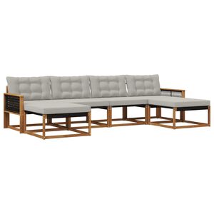 vidaXL K&uuml;lt&eacute;ri kanap&eacute; szett 6 pcs Term&eacute;szetes &eacute;s Vil&aacute;gossz&uuml;rke