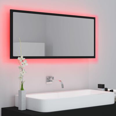 vidaXL fekete LED-es forgácslap fürdőszobai tükör 100 x 8,5 x 37 cm