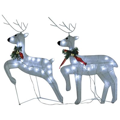 vidaXL fehér rénszarvas és szán karácsonyi dekoráció 140 LED-del
