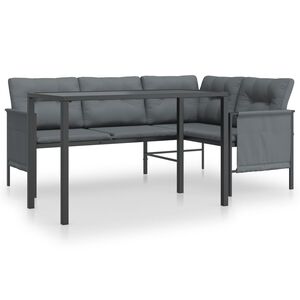 vidaXL 2 r&eacute;szes antracitsz&uuml;rke ac&eacute;l kerti &eacute;tkezőgarnit&uacute;ra