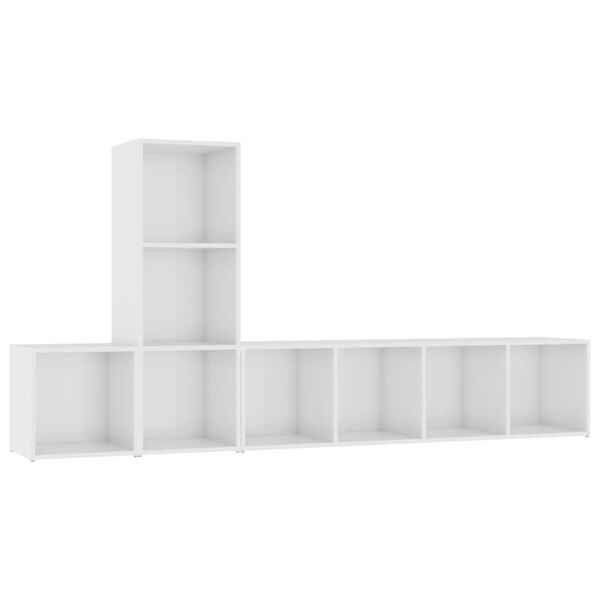 vidaXL 3 r&eacute;szes magasf&eacute;nyű feh&eacute;r szerelt fa TV-szekr&eacute;nyszett