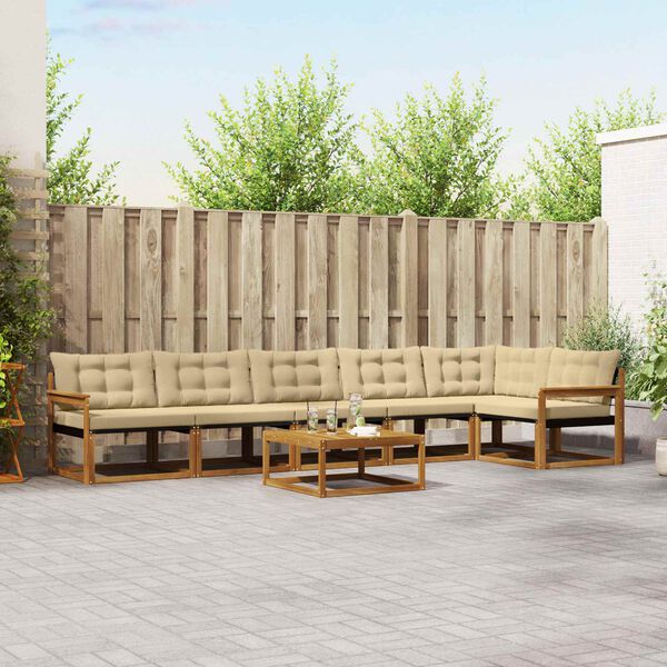 vidaXL K&uuml;lt&eacute;ri kanap&eacute; szett p&aacute;rn&aacute;val 7 pcs Term&eacute;szetes &eacute;s b&eacute;zs