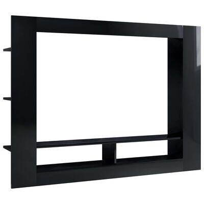 vidaXL magasfényű fekete forgácslap TV-szekrény 152 x 22 x 113 cm