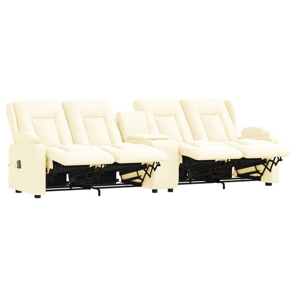 vidaXL 4 személyes krém műbőr dönthető masszázsfotel pohártartóval