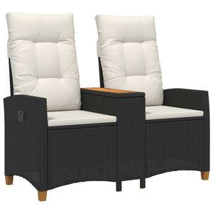 vidaXL D&ouml;nthető pad asztallal 2 -Seater 126 x 65 x 112 cm polirattan