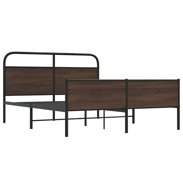 vidaXL barna tölgy színű fém ágykeret matrac nélkül 150 x 200 cm