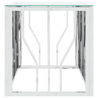 vidaXL ezüstszínű üveg és rozsdamentes acél dohányzóasztal 110x45x45cm