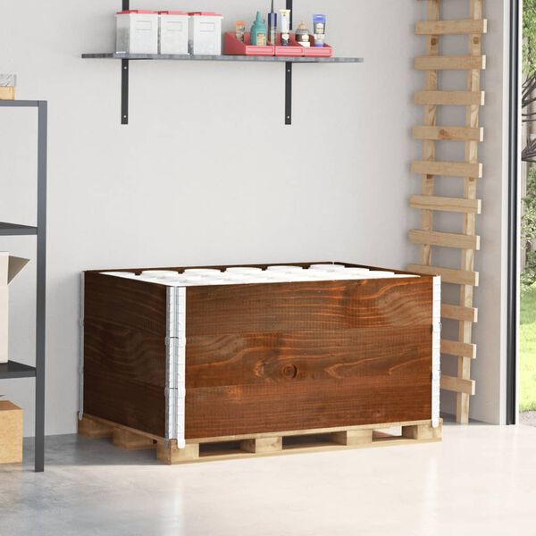 vidaXL 3 db barna t&ouml;m&ouml;r fenyőfa raklapmagas&iacute;t&oacute; 120 x 80 cm