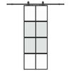 vidaXL fekete edzett &uuml;veg tol&oacute;ajt&oacute; f&eacute;mszerel&eacute;k szettel 76x205 cm