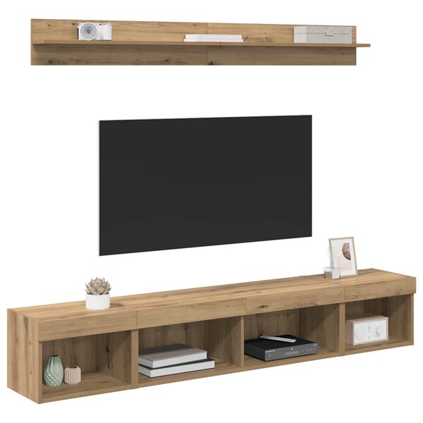 vidaXL TV falit kabinet szett leddel 5 pcs Artisan t&ouml;lgy Faanyag