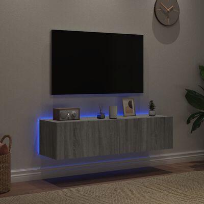vidaXL 2 db szürke sonoma fali TV-szekrény LED-ekkel 60x35x31 cm