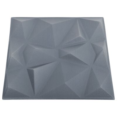 vidaXL 12 darab gyémánt szürke 3D fali panel 50 x 50 cm 3 m²