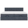 vidaXL Ottomán ágykeret matraccal Sötét szürke 200x200cm bársony