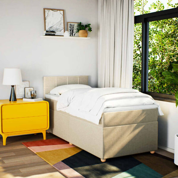 vidaXL kr&eacute;msz&iacute;nű sz&ouml;vet rug&oacute;s &aacute;gy matraccal 80 x 200 cm