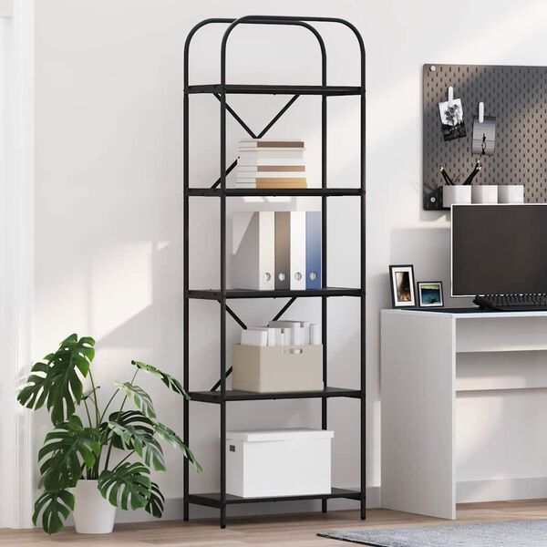 vidaXL K&ouml;nyvespolc Fekete t&ouml;lgy 60 x 30 x 183 cm Faanyag