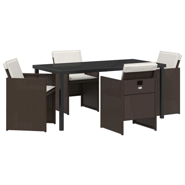vidaXL Kert &eacute;tkező szett 5 pcs Barna polirattan