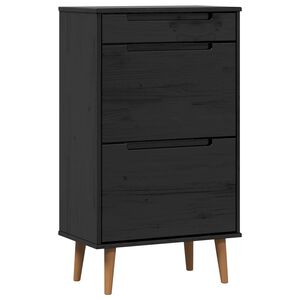 vidaXL Cipőszekr&eacute;ny MOLDE 59,5 x 35 x 103 cm T&ouml;m&ouml;r Fenyőfa Fekete