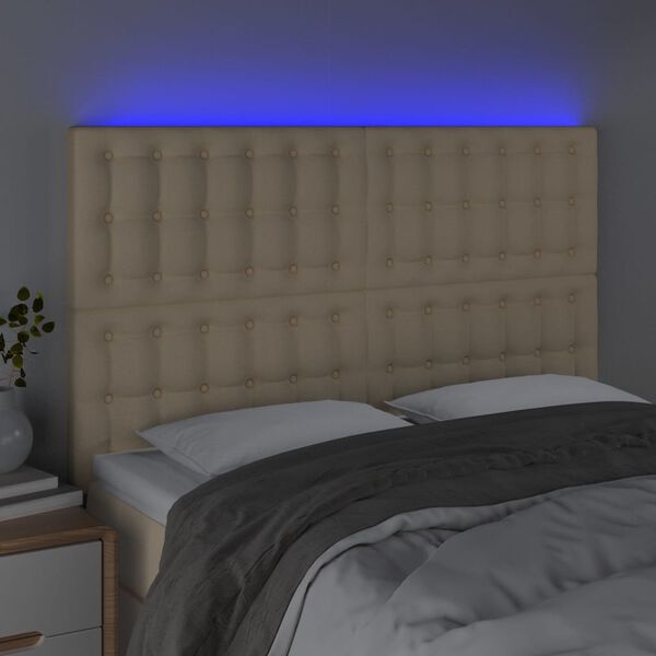 vidaXL kr&eacute;msz&iacute;nű sz&ouml;vet LED-es fejt&aacute;mla 144x5x118/128 cm