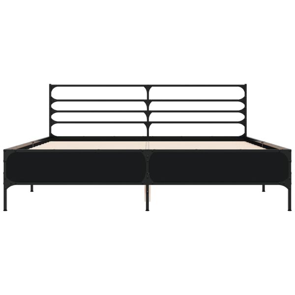 vidaXL fekete szerelt fa &eacute;s f&eacute;m &aacute;gykeret 160 x 200 cm