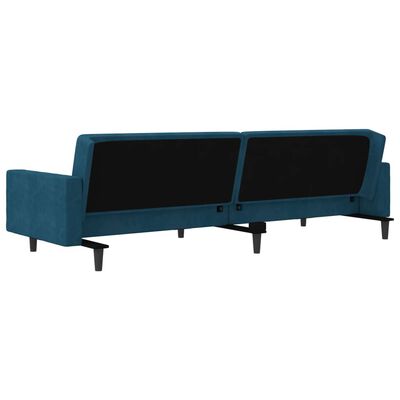 vidaXL kétszemélyes kék bársony kanapéágy két párnával