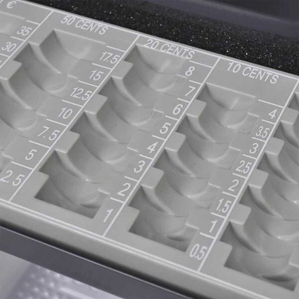 vidaXL K&eacute;szp&eacute;nz Doboz z&aacute;rral S&ouml;t&eacute;tsz&uuml;rke 30 x 24 x 9 cm Ac&eacute;l