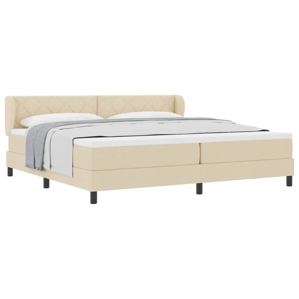 vidaXL Boxspring &aacute;gy matraccal matracmal Kr&eacute;m 200 x 200 cm sz&ouml;vet