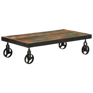 vidaXL t&ouml;m&ouml;r &uacute;jrahasznos&iacute;tott fa kerekes doh&aacute;nyz&oacute;asztal 100x55x26 cm