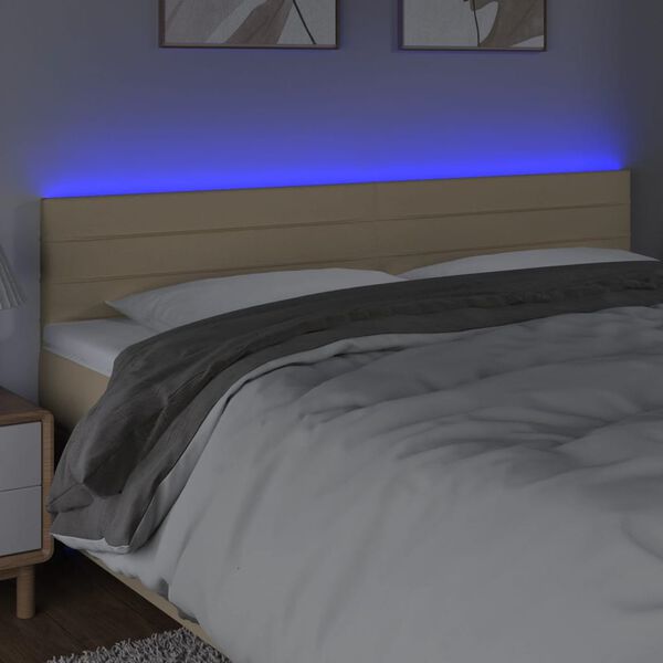 vidaXL kr&eacute;msz&iacute;nű sz&ouml;vet LED-es fejt&aacute;mla 160x5x78/88 cm
