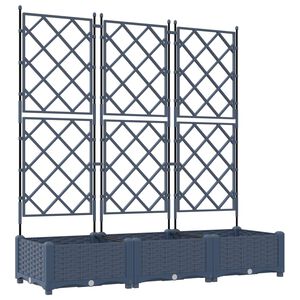 vidaXL Kerti cser&eacute;p 3 pcs Sz&uuml;rke 120 x 40 x 125,5 cm Műanyag