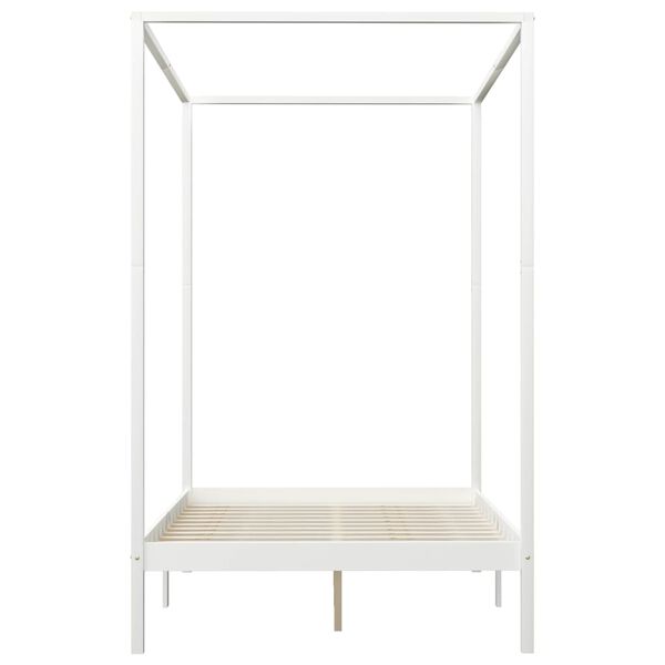 vidaXL 4 fi&oacute;kos feh&eacute;r t&ouml;m&ouml;r fenyőfa baldachinos &aacute;gykeret 140 x 200 cm