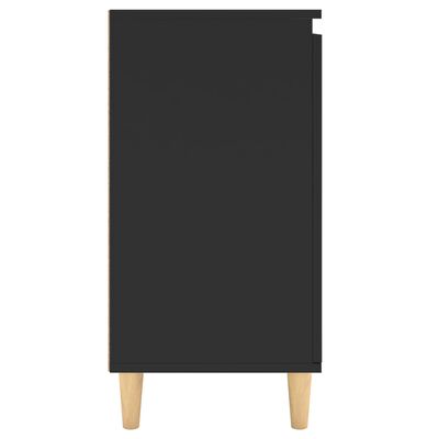 vidaXL fekete forgácslap tálalószekrény tömör falábakkal 60x35x70 cm