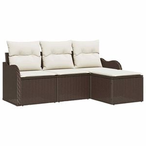 vidaXL Kerti Kanap&eacute; Szett p&aacute;rn&aacute;val 4 pcs Barna Poli rattan