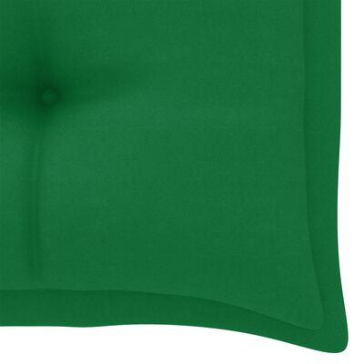 vidaXL tömör tíkfa kerti pad zöld párnával 112 cm